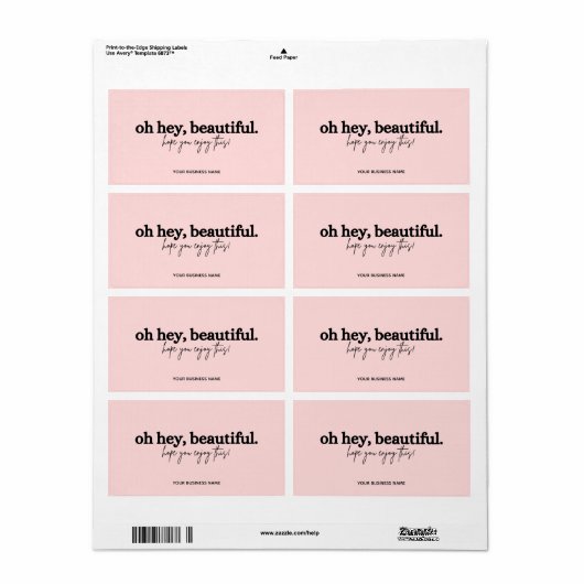 Étiquette Merci pour votre commande rose oh belle (Feuille entière)