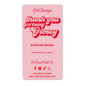 Étiquette Merci rétro pour acheter Super rose et rouge (Devant)