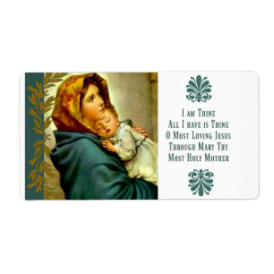Étiquette Mère bénie tenant l'enfant Jésus