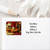 Étiquette Mère Chat et chatons Jouer avec la guitare (En situation)