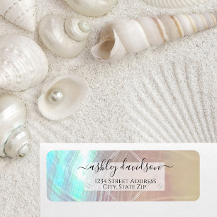 Étiquette Mère de Pearl Seashell Retourner l'étiquette d'adr