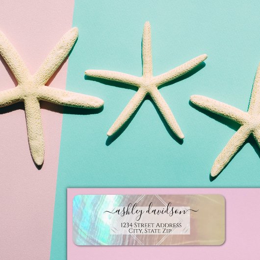 Étiquette Mère de Pearl Seashell Retourner l'étiquette d'adr