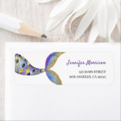 Étiquette Mermaid Anniversaire de la fête Adresse de retour (En situation)