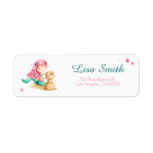 Étiquette Mermaid Jouer avec le sable Anniversaire Adresse d (Devant)