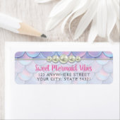 Étiquette Mermaid Tail Scale & Pearl Pastel Return Adresse (En situation)