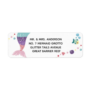 Étiquette Mermaid Under the Sea Seashells Party