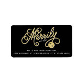 Étiquette Merrly Jamais Après Courbe Script Holiday Adresse (Devant)