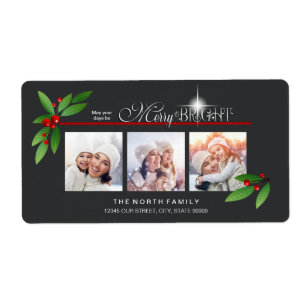 Étiquette Merry Berry Bright Christmas Three Photo ID591