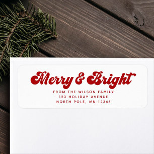 Étiquette Merry Bright Fun Modern Holiday Adresse de retour
