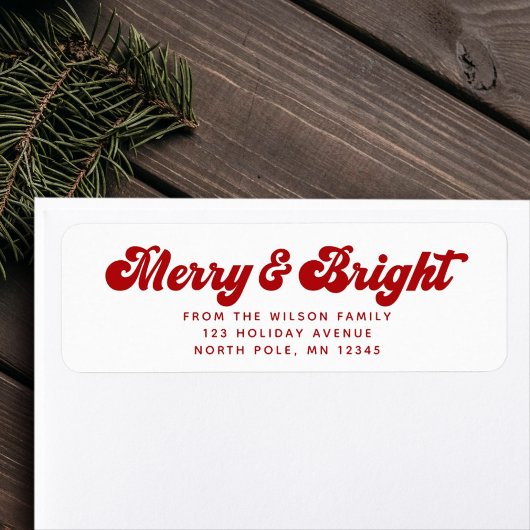 Étiquette Merry Bright Fun Modern Holiday Adresse de retour