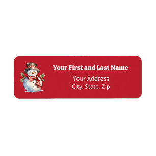 Étiquette "Merry & Bright" Vintage Snowman Adresse de retour