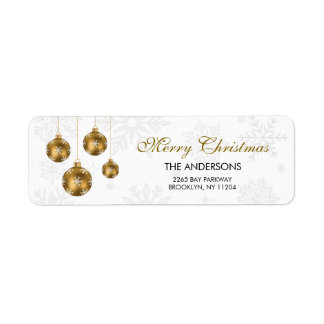 Étiquette Merry Christmas Elegant Gold Ornament Return