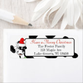 Étiquette Merry Christmas Funny Cow in Santa Hat (En situation)