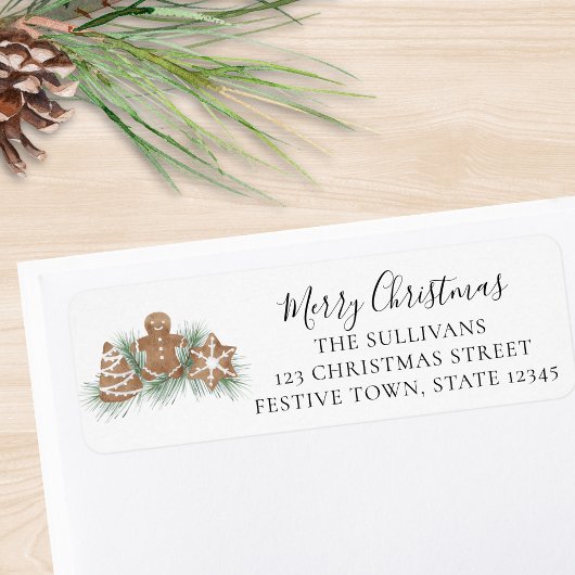 Étiquette Merry Christmas Gingerbread Cookies Return Address