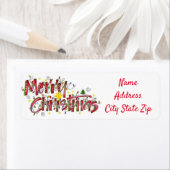 ÉTIQUETTE **MERRY CHRISTMAS** LABLE D'ADRESSE DE RETOUR (En situation)
