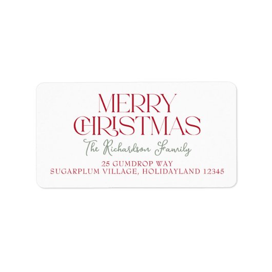 Étiquette Merry Christmas Script Return Address (Devant)
