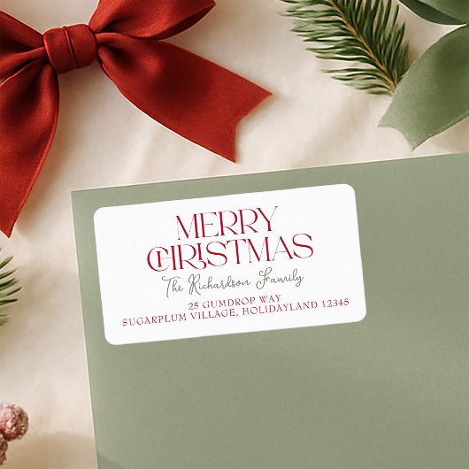 Étiquette Merry Christmas Script Return Address