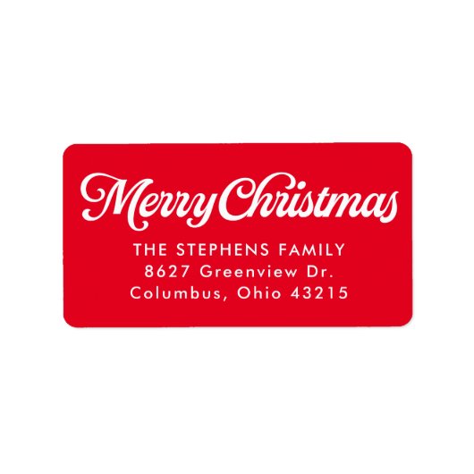 Étiquette Merry Christmas simple red return address (Devant)