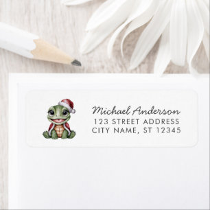 Étiquette Merry Christmas Turtle à Santa Hat Retourner l'adr