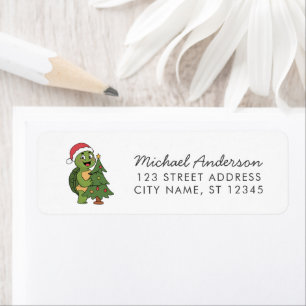 Étiquette Merry Christmas Turtle à Santa Hat Retourner l'adr