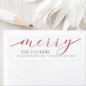 Étiquette MERRY Script Festive Noël Adresse de retour (En situation)
