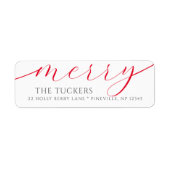 Étiquette MERRY Script Festive Noël Adresse de retour (Devant)