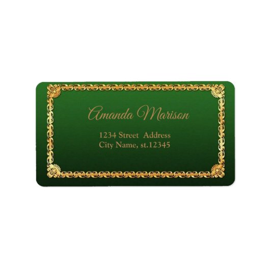 Étiquette Merveilleux Trendy Parfait Vert Avec Gold Frame (Devant)