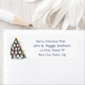 Étiquette Message de Noël Pingouin Arbre de Noël Amusant (En situation)