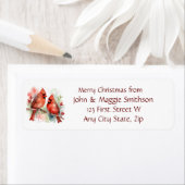 Étiquette Message de Noël Red Cardinal Bird Art (En situation)