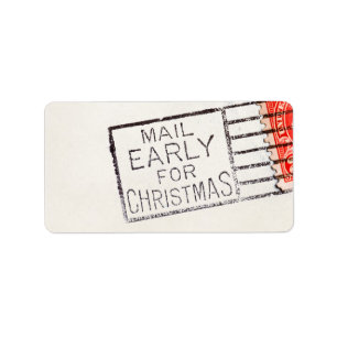 Étiquette Message vintage Tôt Pour Noël Timbre Annulé