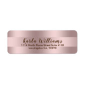 Étiquette Métallurgique moderne rose-or rayures motif (Devant)