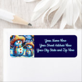 Étiquette Mexicain Art Snowmen Snowman Adresse de retour (En situation)