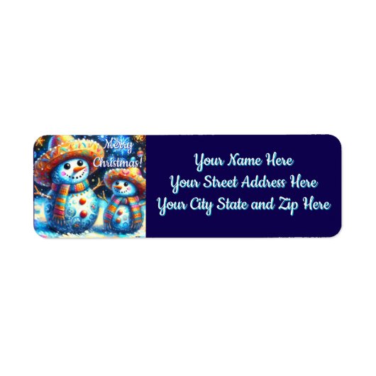 Étiquette Mexicain Art Snowmen Snowman Adresse de retour (Devant)