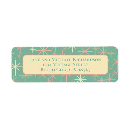 Étiquette Mi-siècle moderne Twinking Atomique étoiles Rétro (Devant)