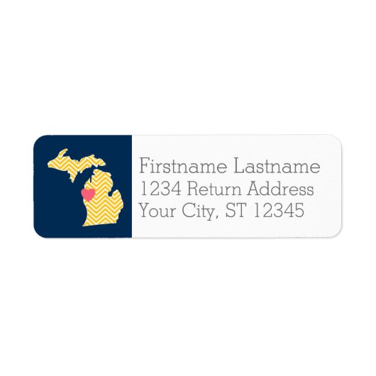 Étiquette Michigan State Map with Custom Love Heart and Name (Devant)
