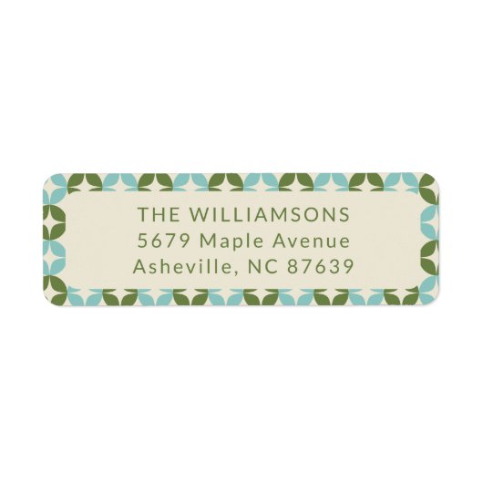 Étiquette Mid Century Mod Blue Sage Green Adresse de retour (Devant)