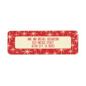 Étiquette Mid Century Modern Atomic Stars Retro Red & Cream (Devant)