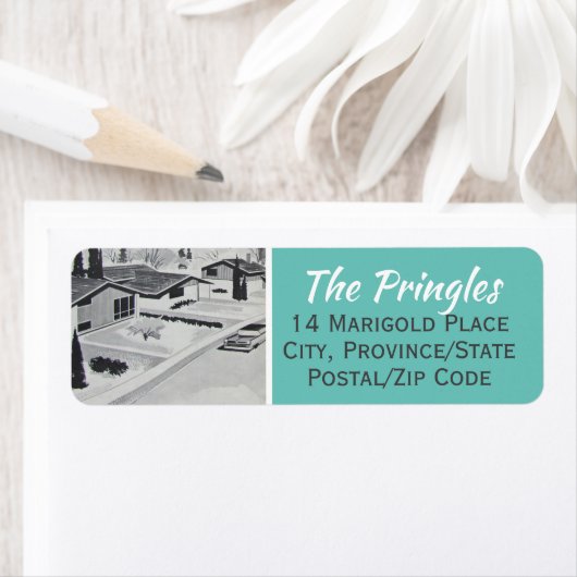Étiquette Midcentury Modern Return Address Label (En situation)
