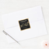 Étiquette miel avec coeur et abeille en or noir (Enveloppe)