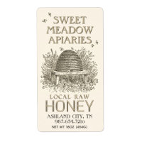 Étiquette miel ivoire avec apiculture Skep Raw loc