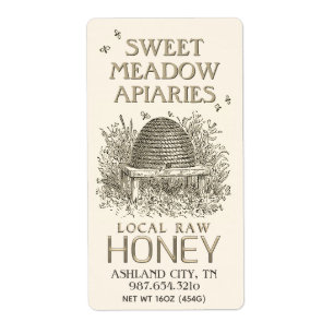 Étiquette miel ivoire avec apiculture Skep Raw loc