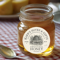 Étiquette miel ivoire Skep Vintage avec abeilles