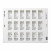 Étiquette Miel - valeur nutritive Avertissement pour nourris (Feuille entière)