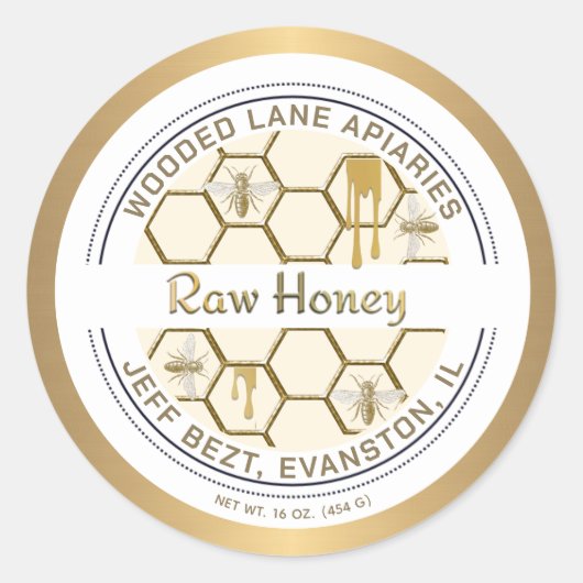 Étiquette miellé et abeilles miel (Devant)