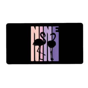 Étiquette Mignon 9 Anniversaire Cadeau I Flamant rose I 9 An