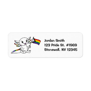 Étiquette Mignon Axolotl avec Quasar Progress Pride drapeau