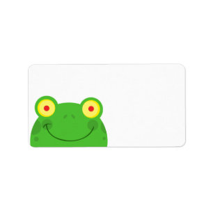 Étiquette mignon dessin animé grenouille visage froggy