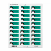 Étiquette mignon manchot émeraude de pingouin et noir (Feuille entière)