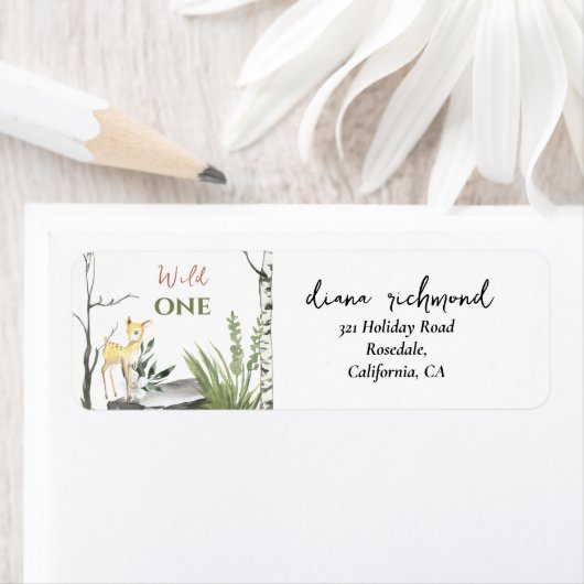 Étiquette Mignonne 1er Anniversaire Sauvage Un Brown Faune & (En situation)