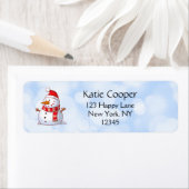 Étiquette Mignonne bonhomme de neige de Noël (En situation)